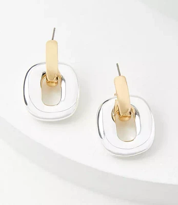 Mixed Metal Square Drop Earrings