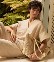 Haven Well Within Organic Cotton Linen V-Neck Top