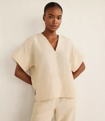Haven Well Within Organic Cotton Linen V-Neck Top