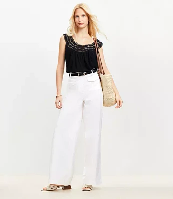 Petite Patch Pocket Wide Leg Pants