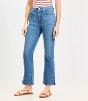 Petite Vent Hem High Rise Kick Crop Jeans Medium Vintage Indigo Wash