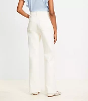 Petite High Rise Relaxed Flare Utility Jeans Ivory