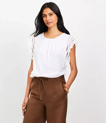 Petite Crochet Flutter Top