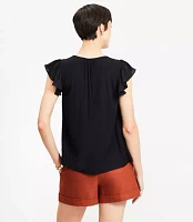 Mixed Media Flutter Sleeve Top