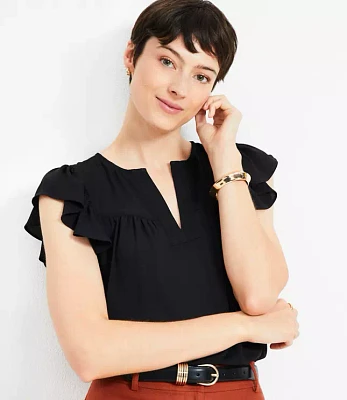 Mixed Media Flutter Sleeve Top