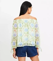 Floral Tie Cuff Off The Shoulder Blouse