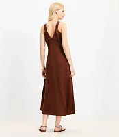 Lace Trim Linen Blend Midi Dress
