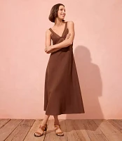 Lace Trim Linen Blend Midi Dress