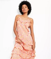 Petite Floral Ruffle Strappy Maxi Dress