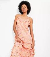 Petite Floral Ruffle Strappy Maxi Dress