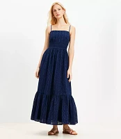 Eyelet Flounce Strappy Maxi Dress