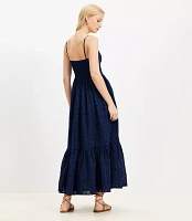 Eyelet Flounce Strappy Maxi Dress