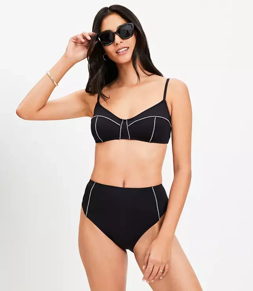 LOFT Beach Zig Zag Stitch High Waist Bikini Bottom