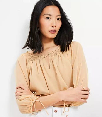 Tie Cuff Off The Shoulder Blouse