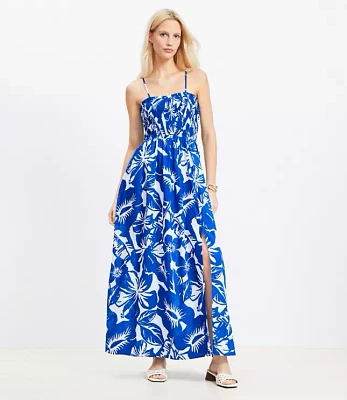LOFT Beach Tropical Strappy Smocked Maxi Dress