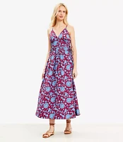 Floral Side Tie Midi Pocket Dress