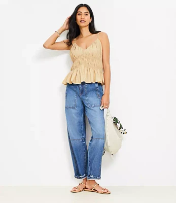 Petite Smocked V-Neck Peplum Cami