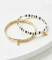 Heart Charm Chicklet Bracelet Set