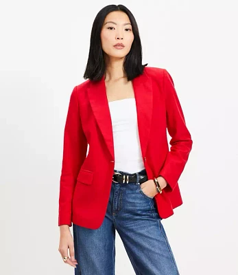 Petite Oversized Linen Blend Blazer