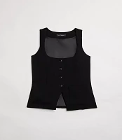 Petite LOFT Versa Crepe Drape Tank Pocket Vest