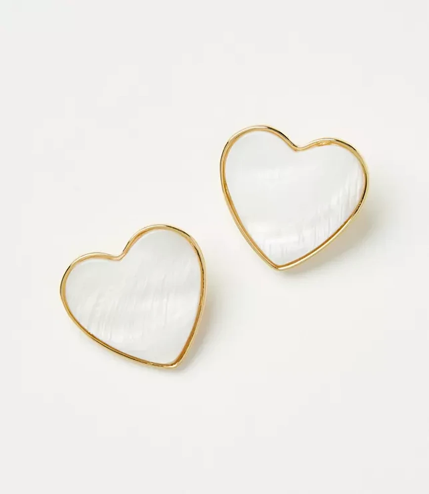 Mother Of Pearl Heart Statement Earrings