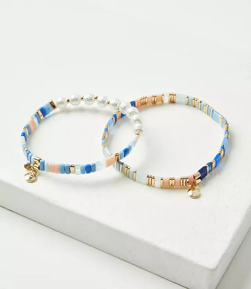 Pearlized Chicklet Bracelet Set