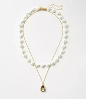 Pearlized Drop Layered Necklace Set