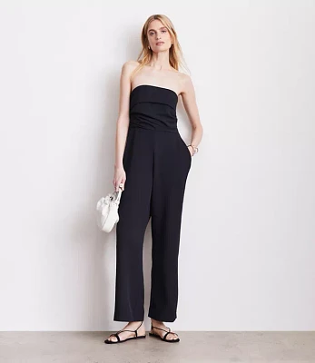 Petite LOFT Versa Crepe Drape Strapless Jumpsuit
