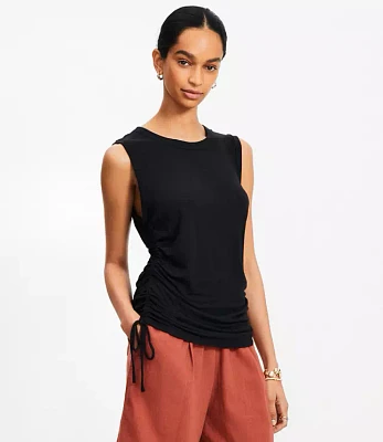 Side Tie Linen Blend Tank Top