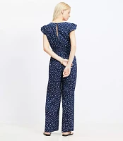 LOFT Beach Floral Crinkle Cutout Flutter Jumpsuit