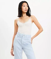Petite Heathered Lace Trim Ribbed Cami