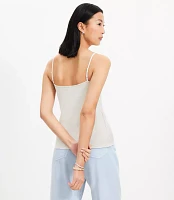 Petite Heathered Lace Trim Ribbed Cami