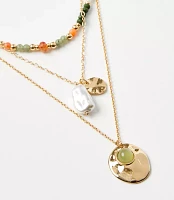 Pearlized Layered Coin Necklace Set
