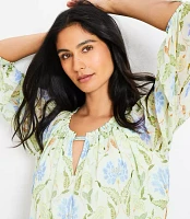 Petite Floral Tie Cuff Off The Shoulder Blouse