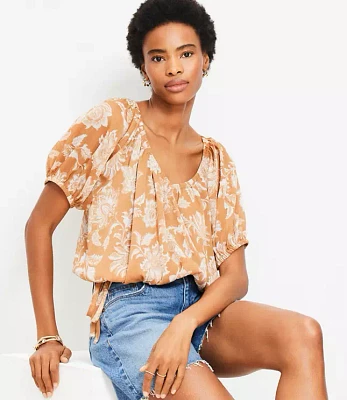Floral Side Tie Bubble Top