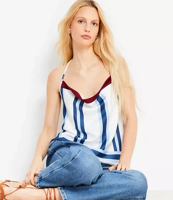 Striped Cowl Halter Cami