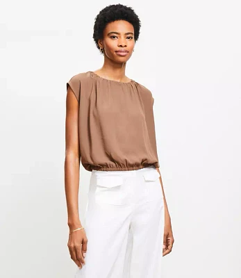 Petite Bubble Hem Mixed Media Top