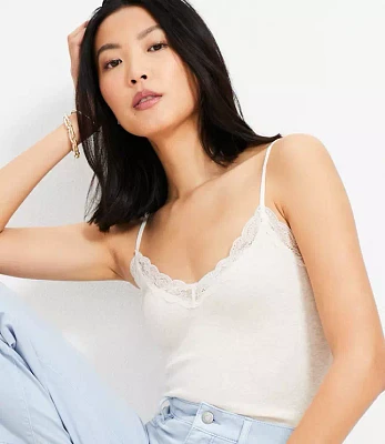 Heathered Lace Trim Ribbed Cami