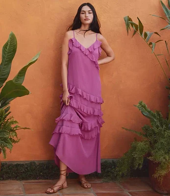 Petite Ruffle Strappy Maxi Dress