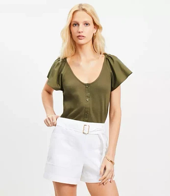 Flutter Sleeve Mixed Media Top