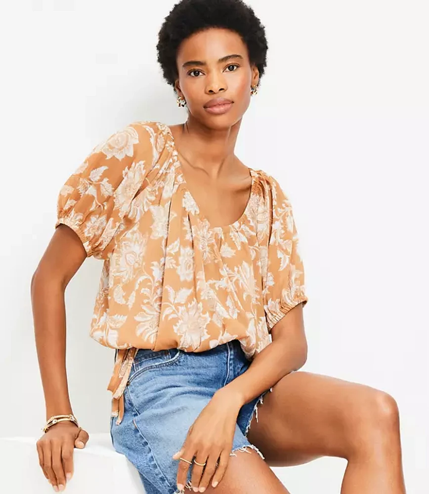Petite Floral Side Tie Bubble Top