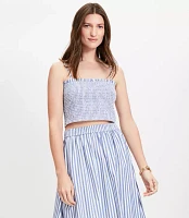 Petite Striped Poplin Smocked Cami