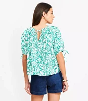 Floral Tie Cuff Blouse