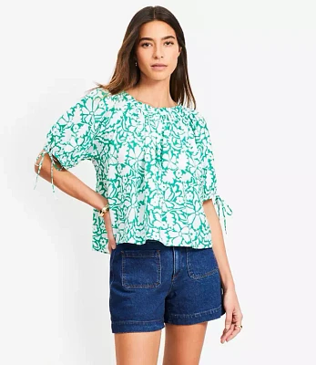 Floral Tie Cuff Blouse