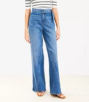 Belted Slim Wide Leg Jeans Bright Medium Stone Wash