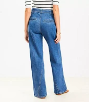Belted Slim Wide Leg Jeans Bright Medium Stone Wash