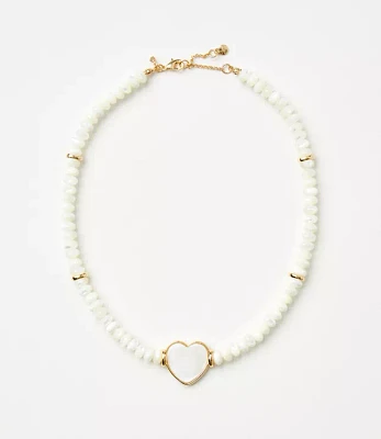 Mother Of Pearl Heart Beaded Statement Necklace