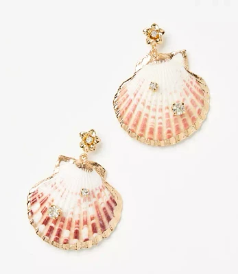 Embellished Shell Drop Earrings