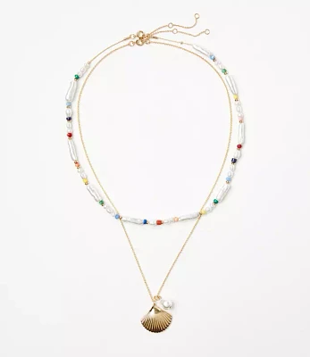 Pearlized Layered Coin Necklace