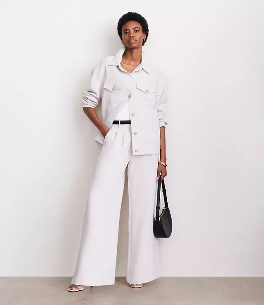 Petite LOFT Versa Crepe Drape Trucker Jacket